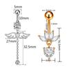 Модные кольца для пупка с крыльями ангела, циркониевое кольцо в форме сердца, симпатичное хрустальное подвесное украшение в виде штанги для пупка, пирсинг для тела
