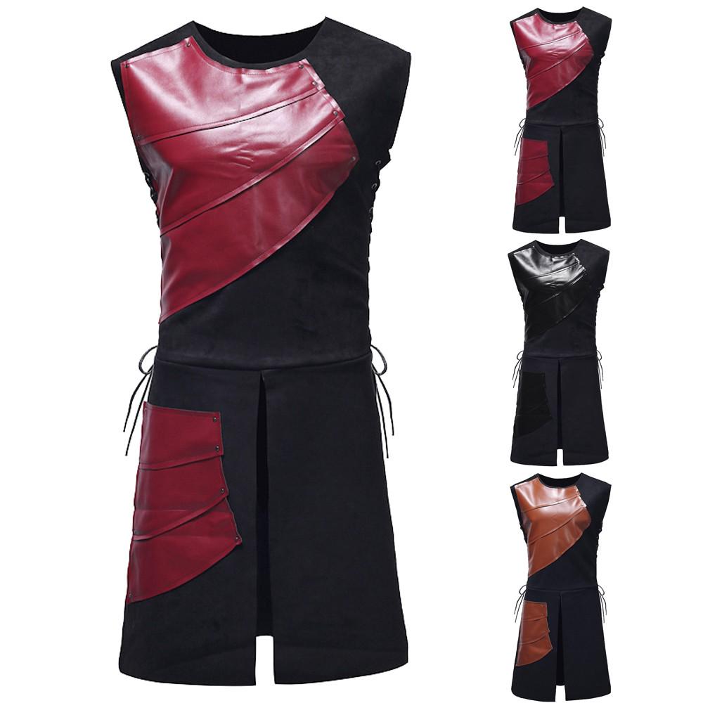  Мужские топы, кожаный жилет на шнуровке, без рукавов, блузка для косплея на заказ