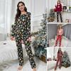 Womens Pajama Set Fall Winter 2 Piece Lounge Set Long Sleeve Top And Pants Loose Pjs Set Christmas Theme Sleepwear