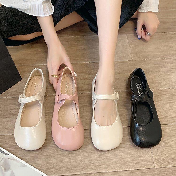 Туфли женские туфли на плоской подошве мягкие круглые повседневные платья с неглубоким вырезом новые летние пряжки однотонные повседневные простые стили