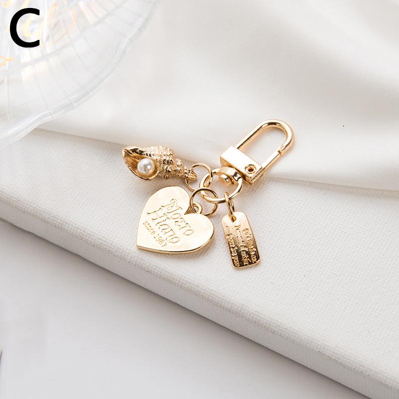 1PC Key Ring Keychain Shell Keychain Heart Keychain Bag Ornament Key Accessory Metal Pendant