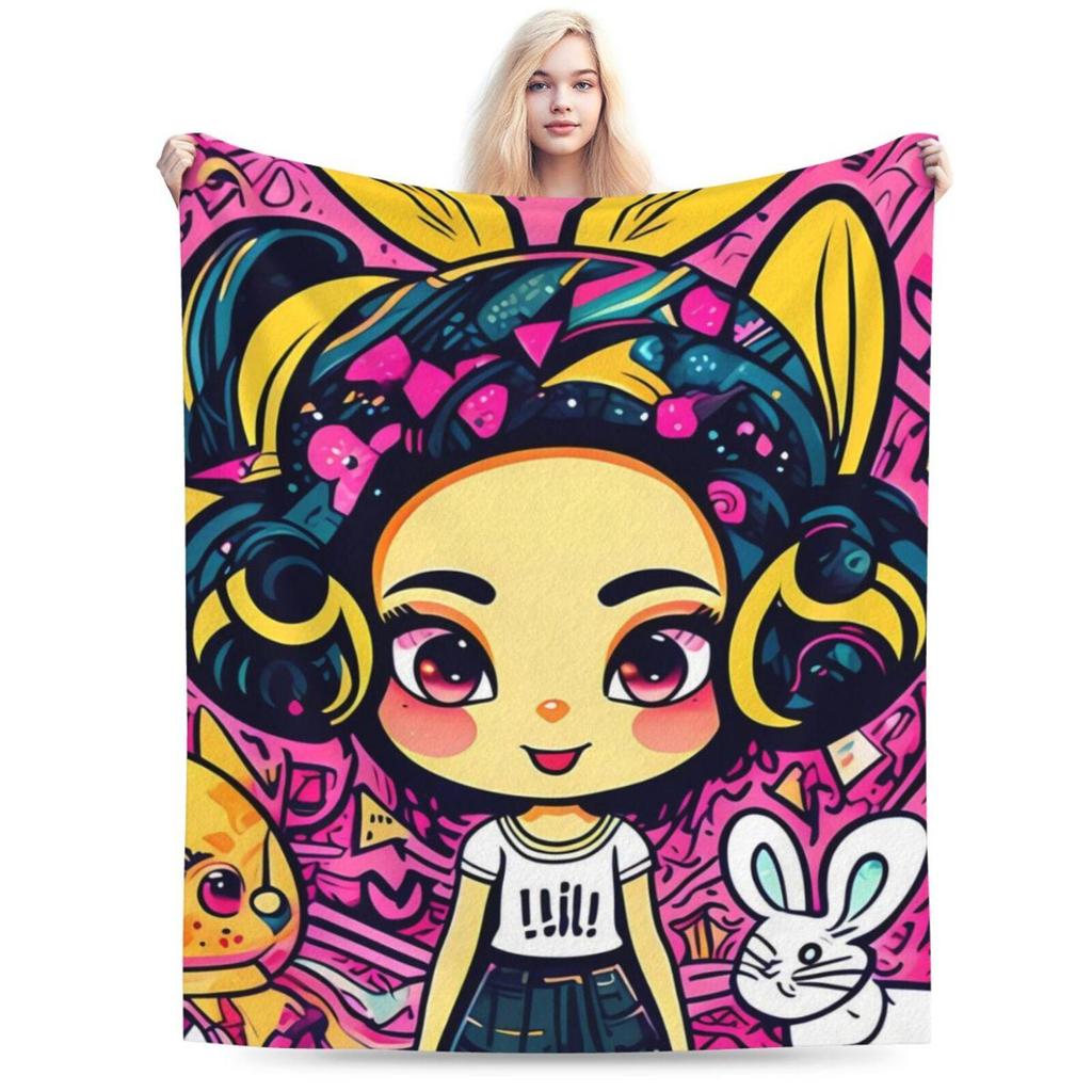 Fleece Throw Blanket 50"x60", Soft Cozy Warm Fuzzy Flannel Plush Blanket Fashion Bunny, Sofa, Bed, Living Room