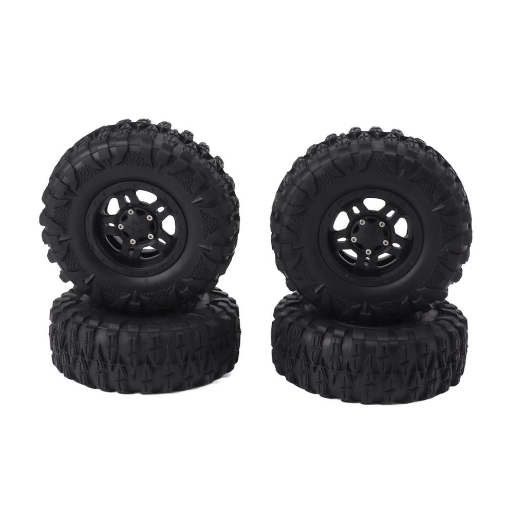 4PCS RC Tires 2.2in Black Rubber Simple Installation Wear Resistant RC Car Replacement with Plastic Rim for 12mm Hex RC Car
