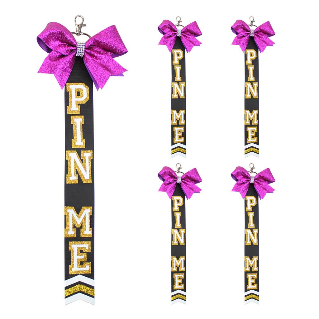 Set of 5 Cheer Team Ribbon Keychains Set Cheerleading Key Accessories for Sports Event and Team Building Activities