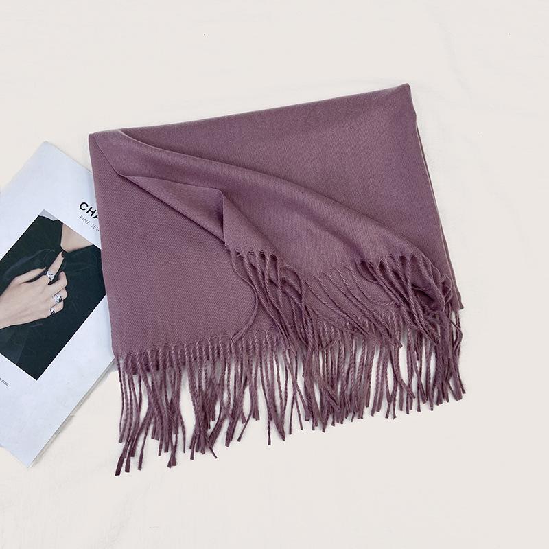 Autumn and Winter New Solid Color Scarf Imitation Cashmere Scarf Women's Warm Shawl Scarf