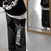 Y2K Women Korean Fashion Streetwear Casual Letter Print Straight Wide Leg Pants Baggy Denim Trousers Men Low Rise Jeans Clothes