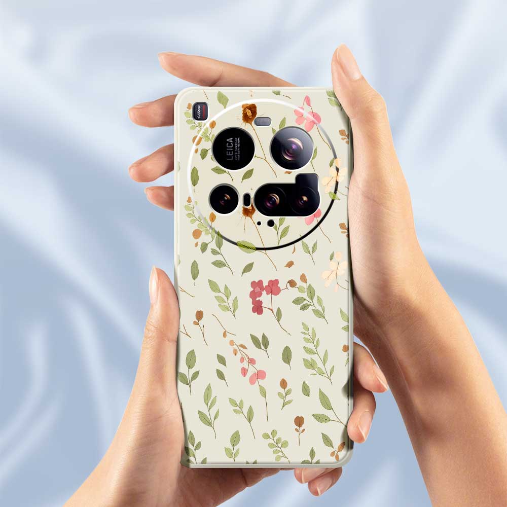 For Xiaomi 15 Ultra Case Small Flower Leaves Pattern Printing Straight Edge TPU Phone Back Cover