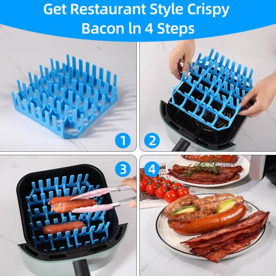 Силиконовый вкладыш для фритюрницы Yousheng с разделителем, квадратные многоразовые вставки, подставка для фритюрницы пищевого класса для приготовления хот-догов на гриле