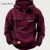 Hooded Warm Thick Men's Hoodie 2024 New Fashion Loose Multi-pocket Solid Color Long-sleeved Winter Casual Sweatshirt