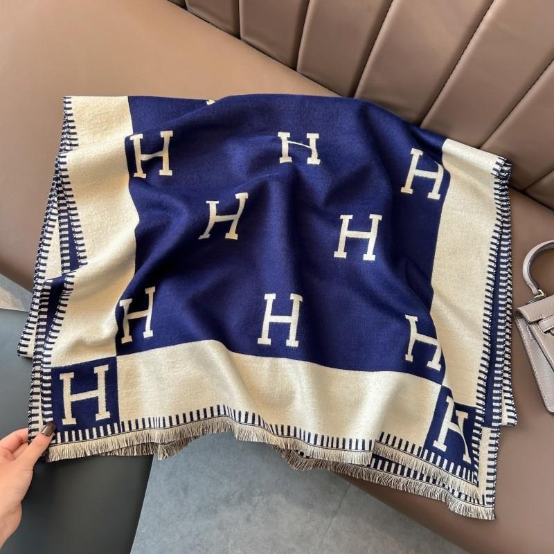 Classic Fashion Letter Thousand Birds Grid Imitation Cashmere Scarf Women's Winter Thickened Double Sided Air Conditioning Shawl Scarf Women's