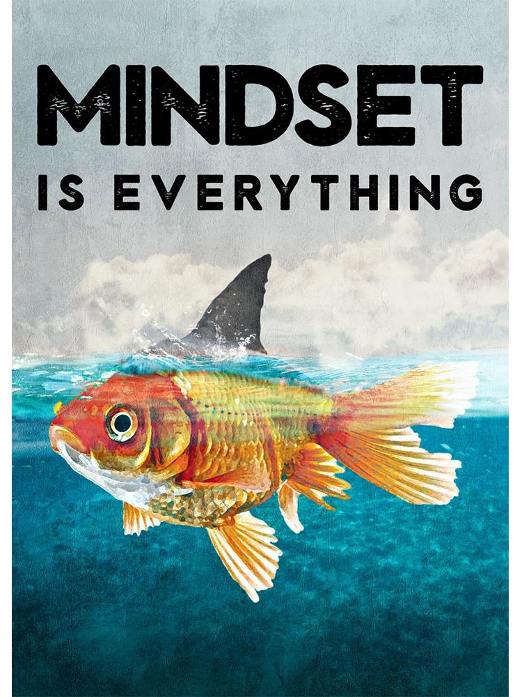 Motivational Quote Mindset Is Everything Shark Fish Poster Print Canvas Painting Inspirational Nordic Wall Art Room Home Decor
