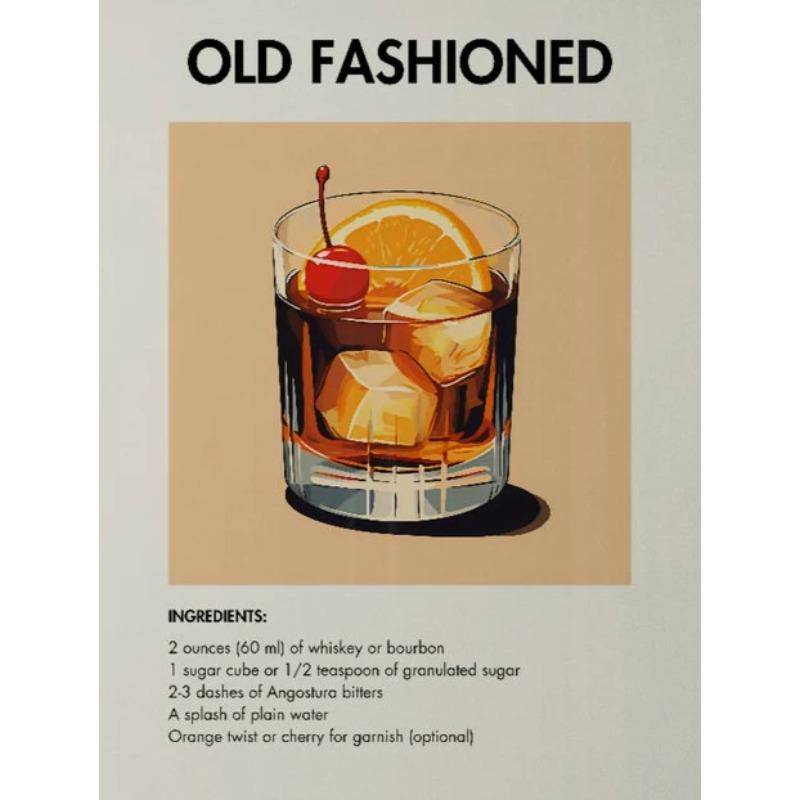 Vintage Cocktail & Espresso Martini Canvas Art Set - no Framed Wall Decor for Living Room, Bedroom, Office, and Bar