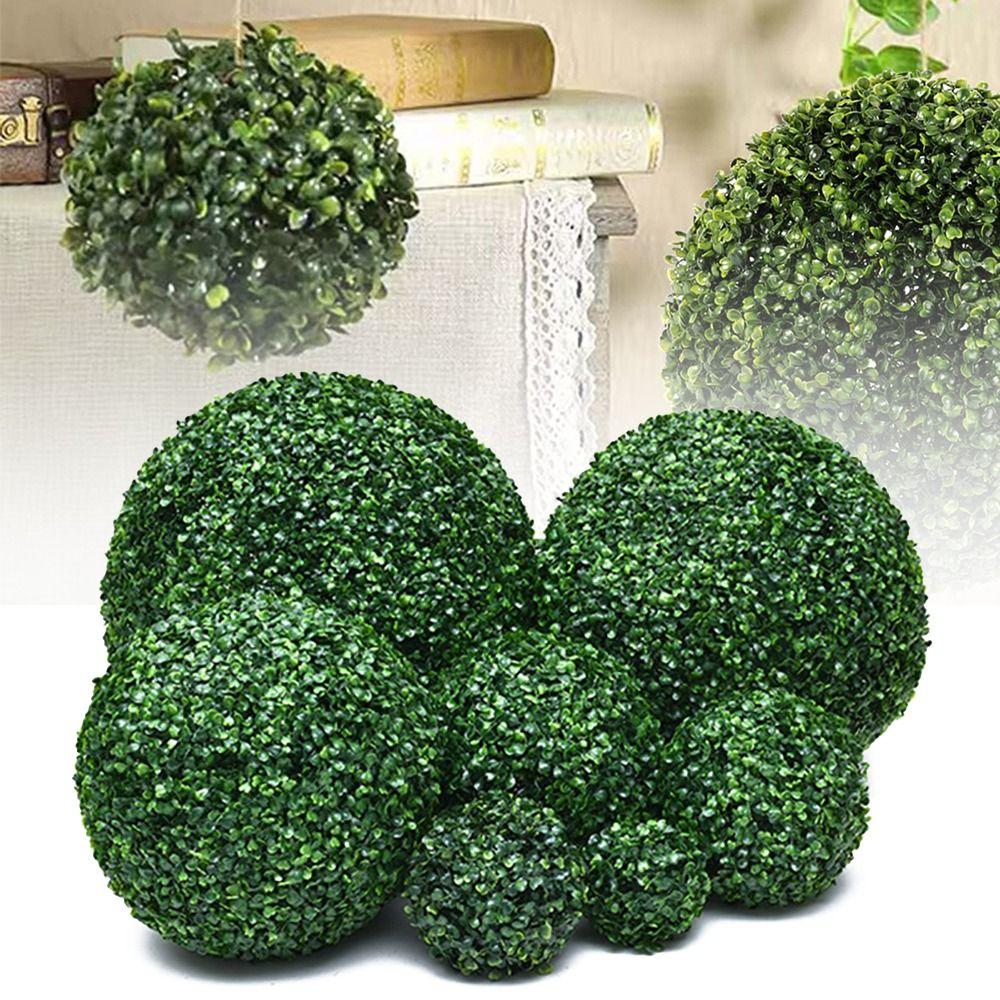 Multi-Size Artificial Green Grass Ball Green Purple Greenery Plants Ball Indoor Outdoor
