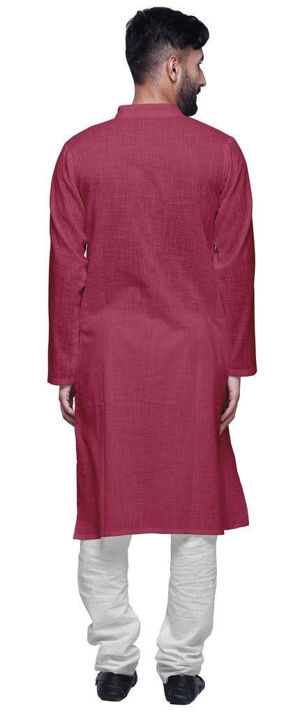 Atasi Длинный рукав индийская мужская курта однотонный хлопок с воротником-стойкой в этническом стиле