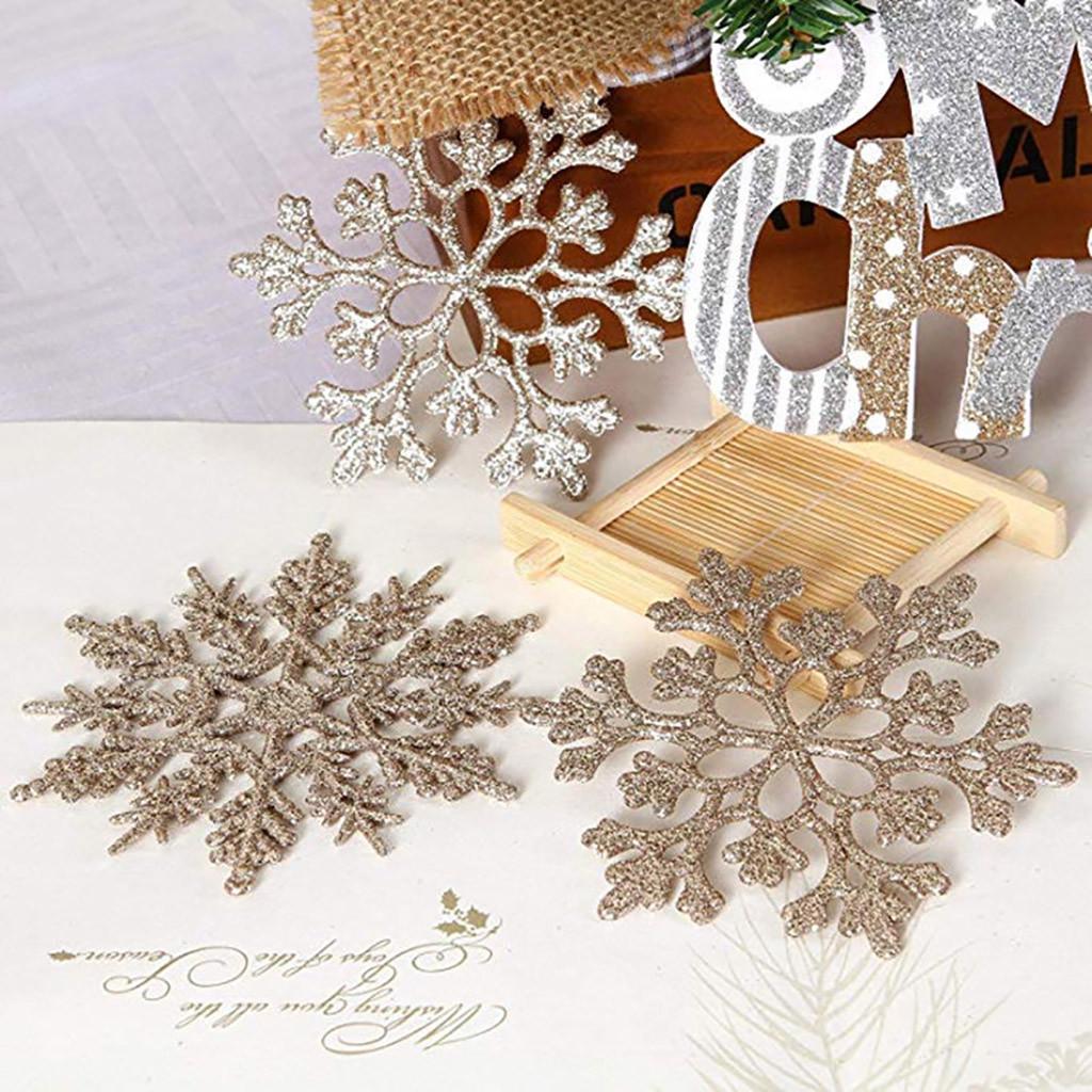 10Pcs Glitter Snowflake Christmas Ornaments Tree Hanging Decoration 10cm