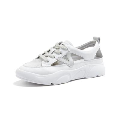 2024 Летняя обувь Женские модные кроссовки из натуральной кожи Белые туфли на плоской толстой подошве Брендовая дышащая сетка D116