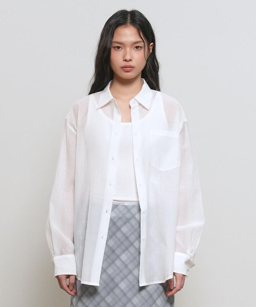 GENERALIDEA Summer Wrinkle Sheer Shirt [White] / Wbe2L03531