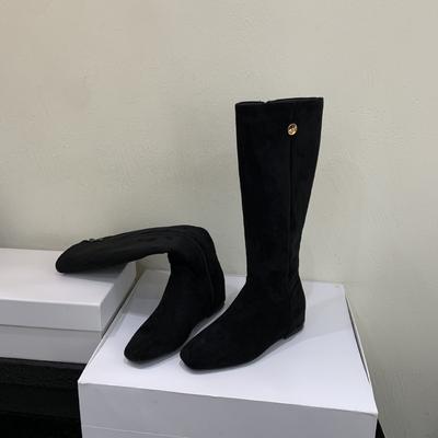 Внутри~ Французские ретро квадратный носок прямые ботфорты женские ботинки новинка осень-зима 2025