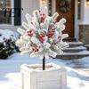 Christmas Party Landscape Decor Artificial Poinsettia Flower Yard Stake, Red Floral Ground Spike Decor, Mounted Xmas Plants Outdoor Weather?Resistant