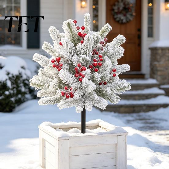 Christmas Party Landscape Decor Artificial Poinsettia Flower Yard Stake, Red Floral Ground Spike Decor, Mounted Xmas Plants Outdoor Weather?Resistant