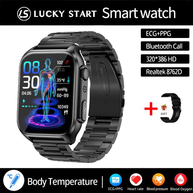 2024 Новый Bluetooth Звонок Мониторинг Сна ЭКГ+ПГГ Смарт-Часы Мужчины Частота Пульса Артериальное Давление Кислород Температура Тела IP67 Смарт-Часы