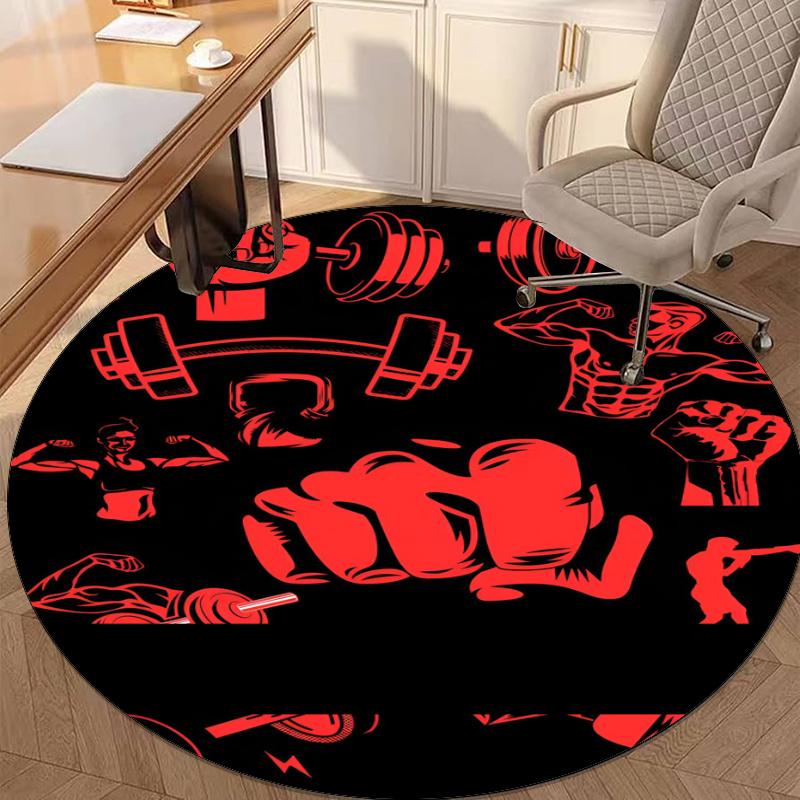 boxing Printed Round Rug Carpet Chair Rug Area Rug Entryway Doormats,for Office Chair Living Room Bedroom Kitchen Room.