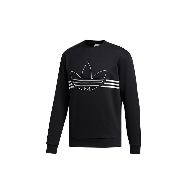 adidas Толстовка Originals Outline Trf Crw с большим логотипом, мужская толстовка, черная, ED4687