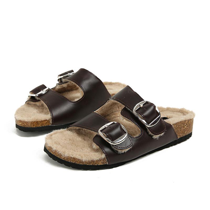 У Су Иньцзя такая же хлопковая швабра с сильным осенним смыслом~ ретро велюровые хлопковые тапочки с двойной пряжкой на толстой подошве Бокен пушистые тапочки