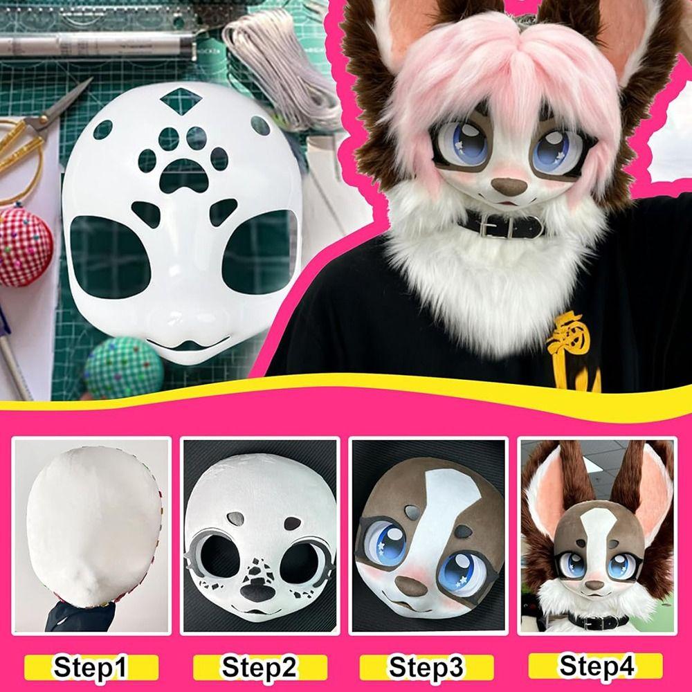 Animal Kigurumi Base Beast Skull Mask 3D Cosplay Furry Mask Cat Head Skull Masks  Costume Prop