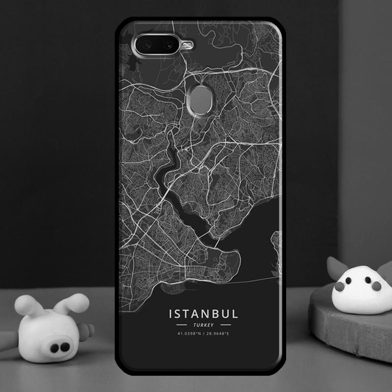 Чехол-карта страны с набросками города Ins Travel для Oppo A98 A78 A58 A15 A16 A17 A5 A9 A91 A52 A72 A76 A96 A74 A94 A54 S A57 A77