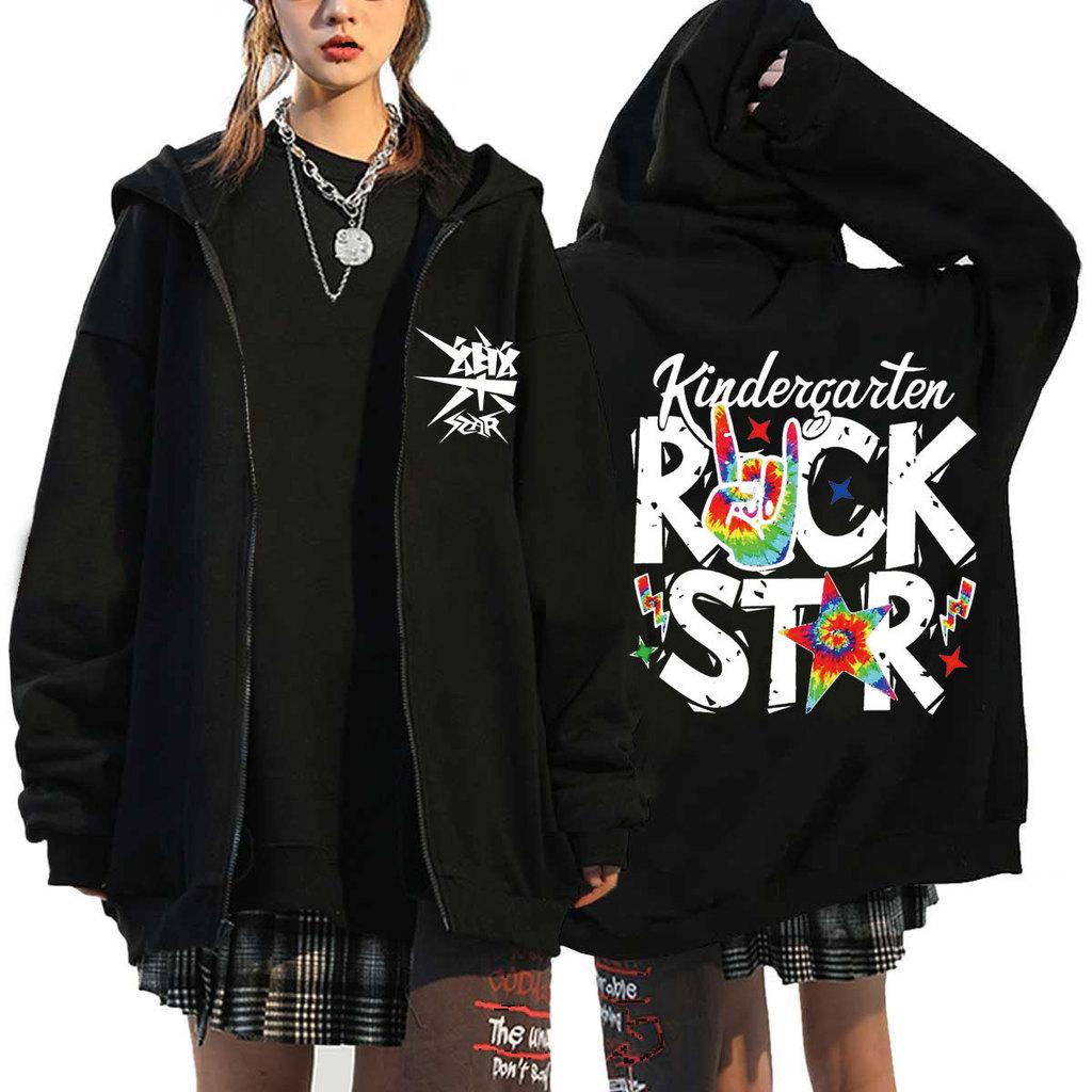 Взрослые Женщины Мужчины Stray Kids Доминируют ATZ SKZ Принт Толстовка Свободная Молния Длинные Рукава Толстовка Куртка Пальто Верхняя Одежда