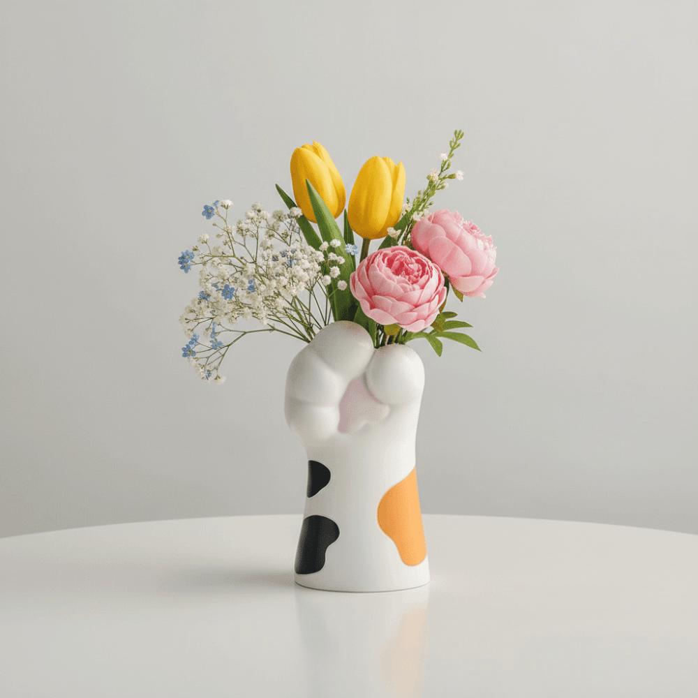 Mini Cat Claw Vase Cartoon Flower Vase Elegant Decorative Vase  Desktop Decoration