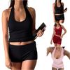 Женский сексуальный комплект шорт, топ-карандаш без рукавов с открытой спиной, комплект из двух предметов