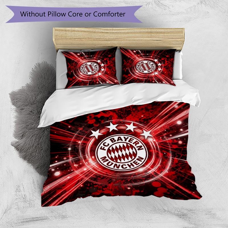 Bayern Munich Pattern Printed 3PCS Bedding Set Soft Skin-Friendly Washable Duvet Cover & Pillowcases Set All Season Bedroom