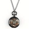 Antique Exquisite Route 66 American The Mother Road Pocket Watch Design, Precise Quartz Movement Watch Gift for Male and Kids