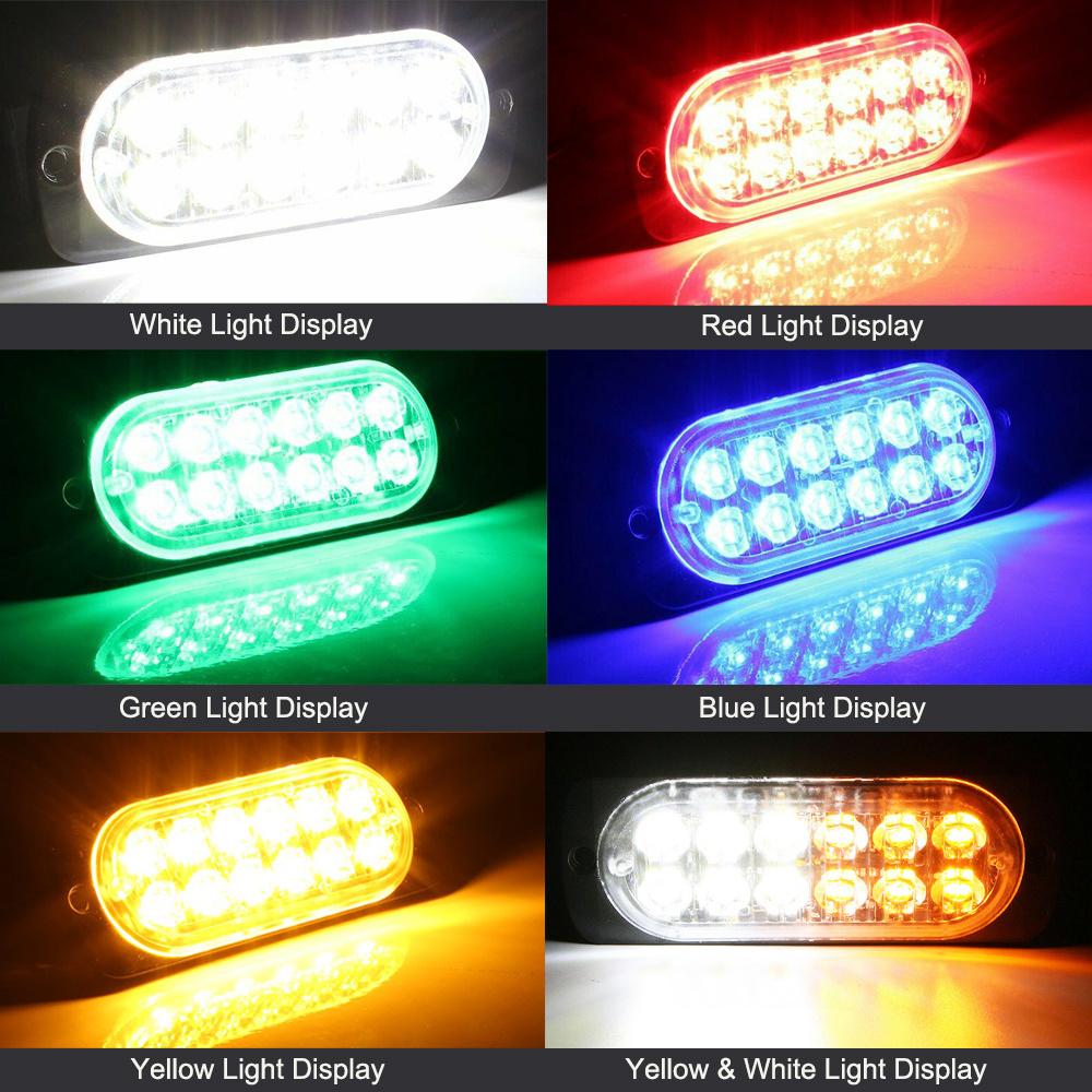 12 LED Strobe Lights Emergency Flashing Beacon Warning Light 12V 24V Stroboscopes For Auto DRL Car Truck Police Amber Red Blue