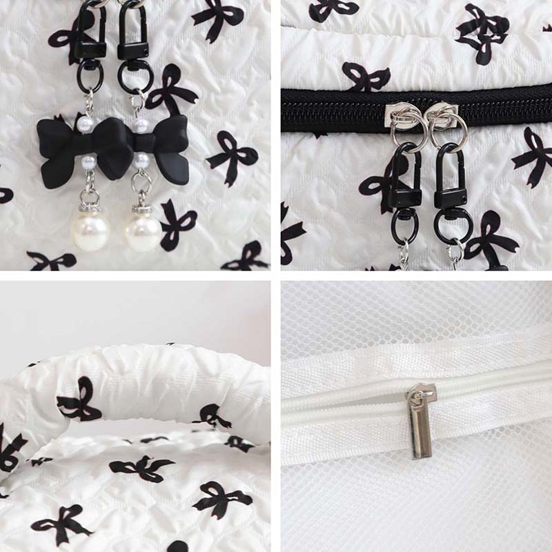 WTEMPO Элегантные косметички с принтом банта, большой вместимости, высококлассные женские сумочки для ухода за ногтями, дорожные сумки для хранения косметики, кошельки на молнии с двумя головками