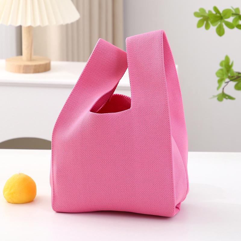 Женская корейская вязаная сумка-тоут 2025 года, конфетные цвета - Универсальная однотонная сумка