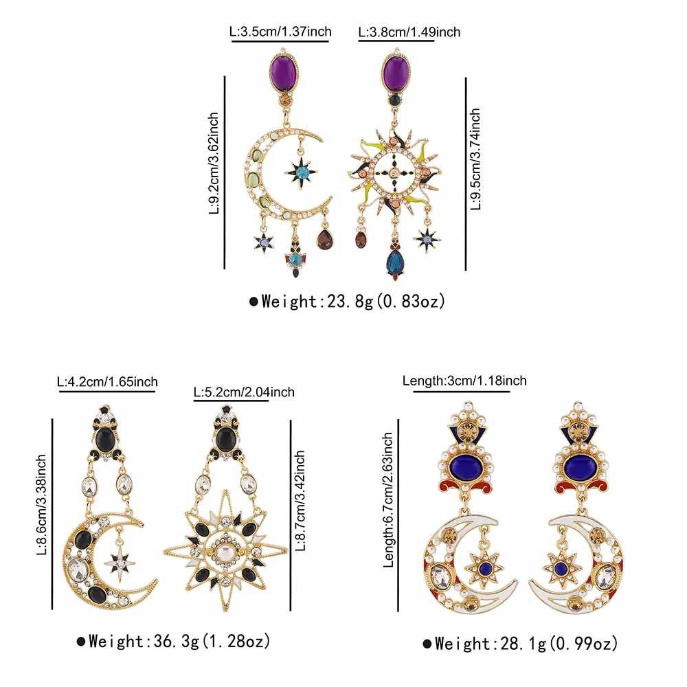 Minority Design Dangle Earring Medieval Style Crystal Earrings Cute Sun&Moon Earrings Party