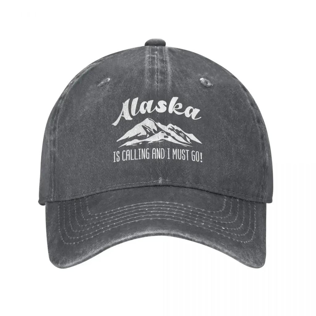Casual Alaska Is Calling Mountains Baseball Cap Unisex Women Distressed Washed Snapback Funny Traveling Quote Outdoor Workouts Hats