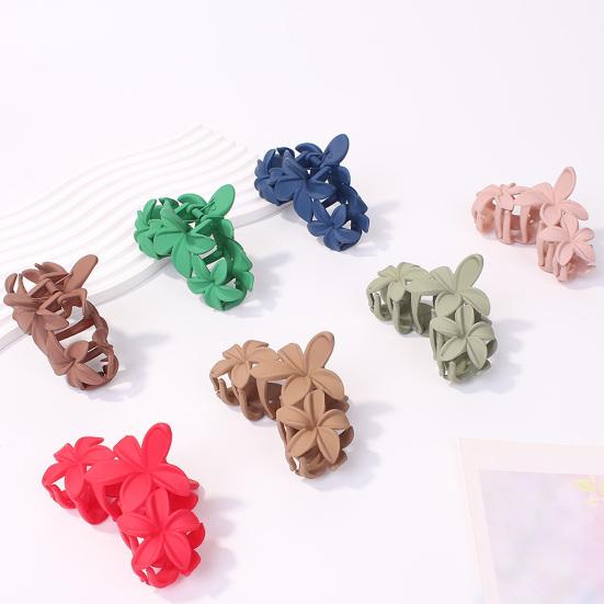 Женский пластиковый коготь для волос в форме цветка ярких цветов, заколка для волос, противоскользящий дизайн, прочный захват, коготь для волос, заколка для волос на затылке, головные уборы