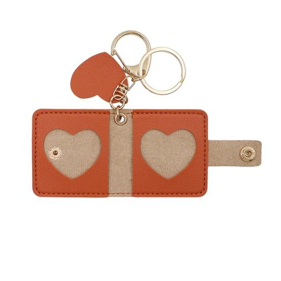 Family Photo Keychain Mini Album Faux Leather Personalized Picture Holder Retro Style Card Holder Key Ring