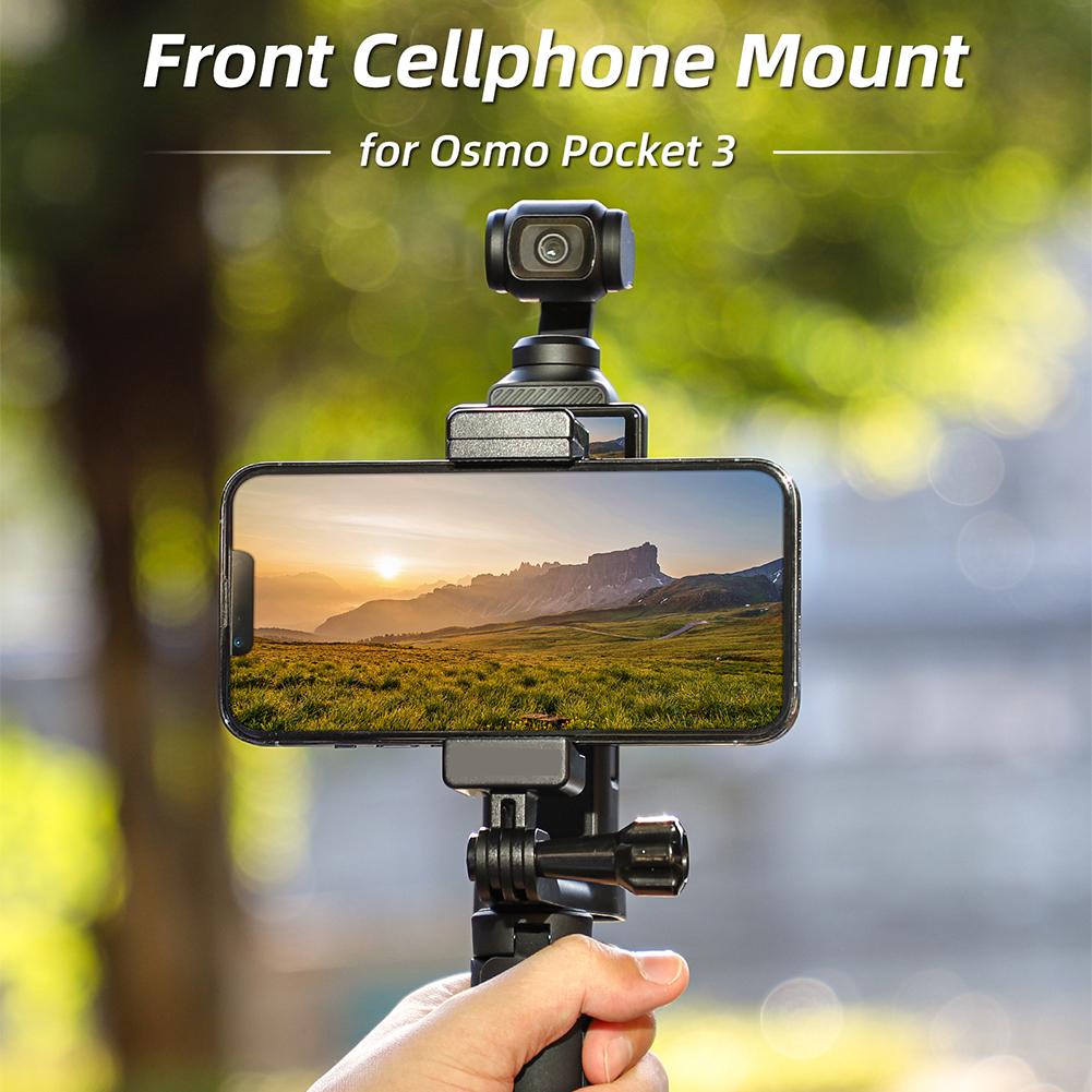 Front Phone Holder Clip Handheld Shooting Expansion Adapter with 1/4inch Screw Camera Phone Holder Mount for DJI Osmo Pocket 3