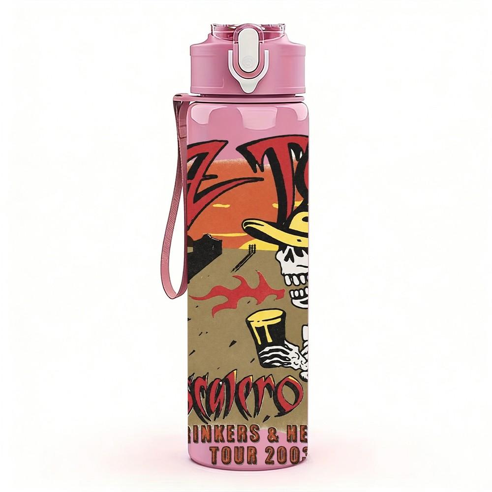 1PC Vintage Tribal Mural Art 750ml sports water bottle leakproof straw lid outdoor office home