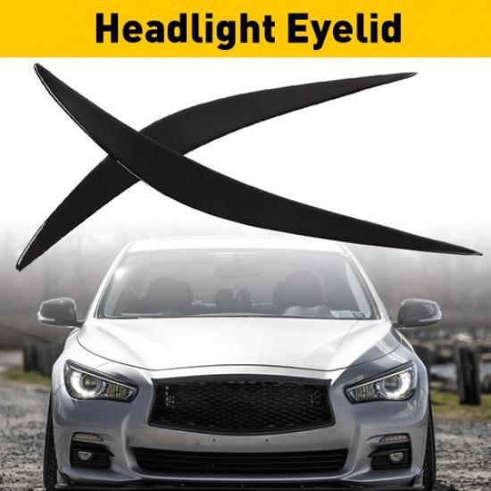 For Infiniti Q50 2014-19 Quality Piano High Headlight Eyelid Eyebrow Black Cover