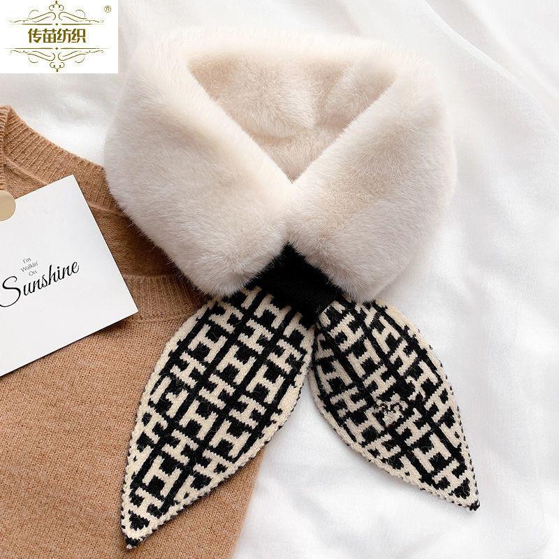 New Scarf for Women In Autumn and Winter Fashionable Plush Imitation Rex Rabbit Fur Cute and Versatile Student Scarf Imitation Rabbit Fur Collar