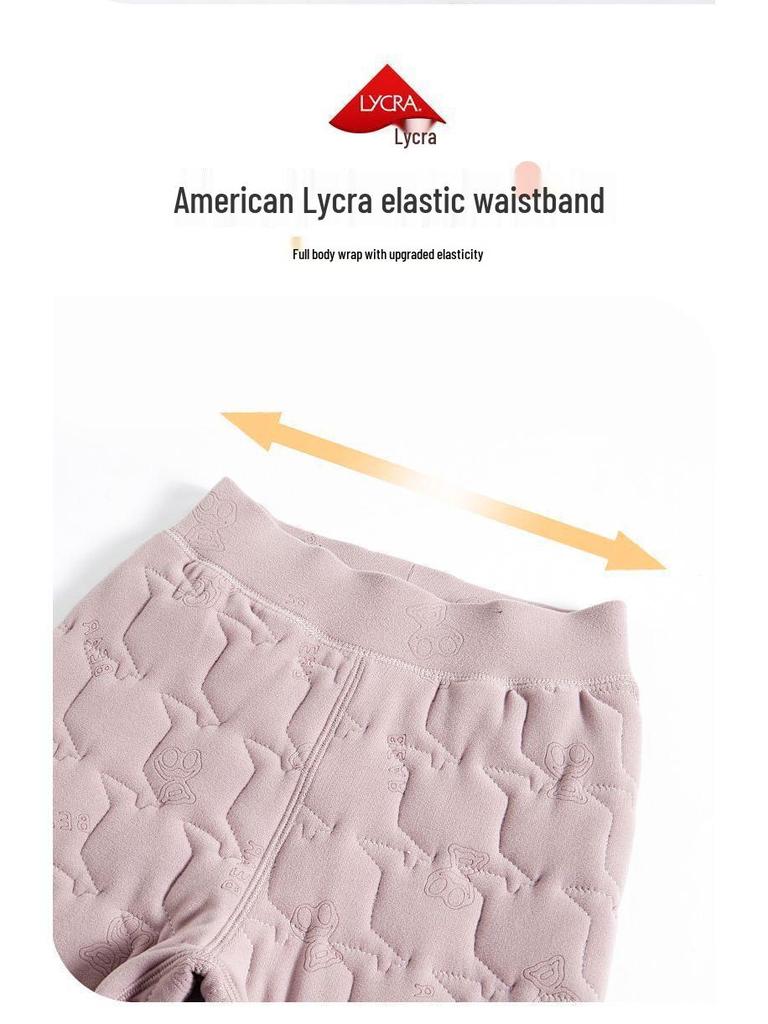 Детские зимние плюшевые брюки с подкладкой: Теплый, Плотный, Хлопковый, Базовый слой с защитой живота для мальчиков и девочек