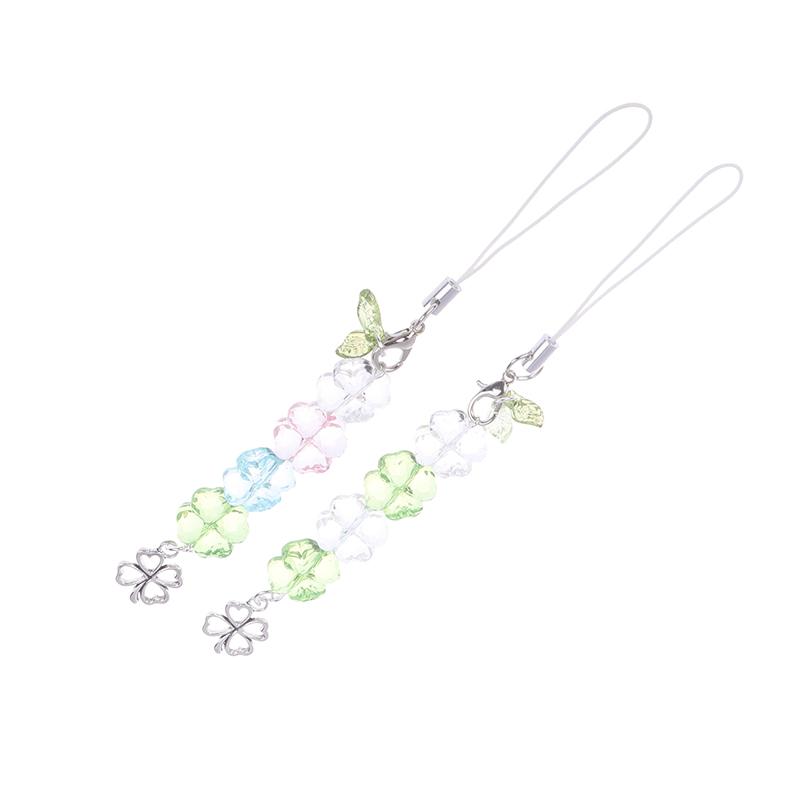 Y2K модный шнурок для телефона с бусинами, счастливый четырехлистный клевер, цепочка для мобильного телефона, брелок для мобильного телефона, подарки для девочек