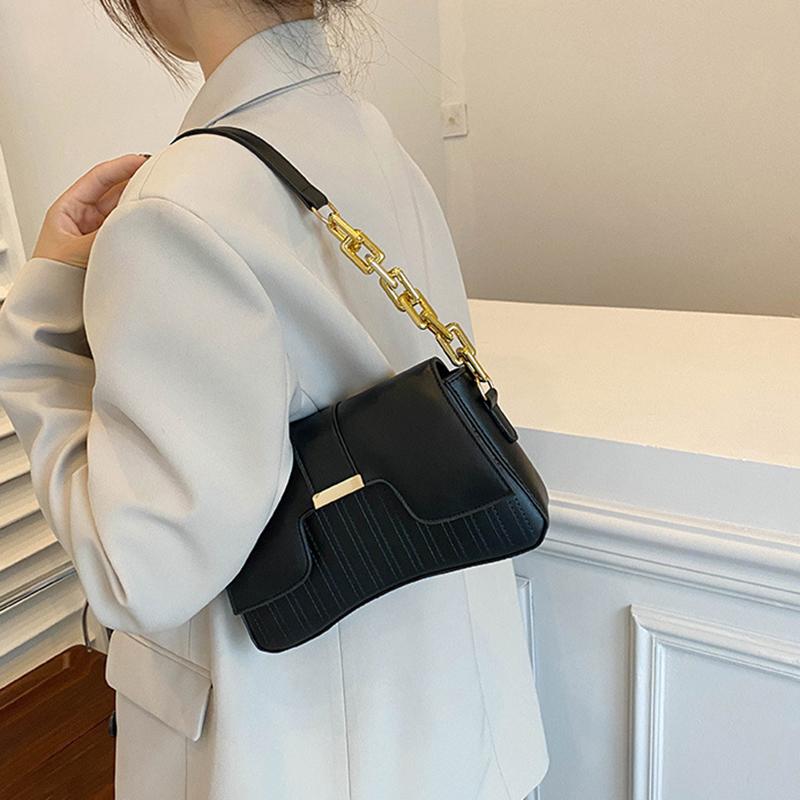 Роскошная сумка для подмышек с цепочкой и клапаном для женщин, винтажная сумка из искусственной кожи для женщин, сумка для покупок на плечо подмышками