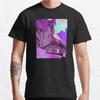 Plus Size S-3XL Cute Thigh High Tight Ghost Type Girl with Purple Hair Printed T-shirt Men's Tops Fashion Clothes Tees